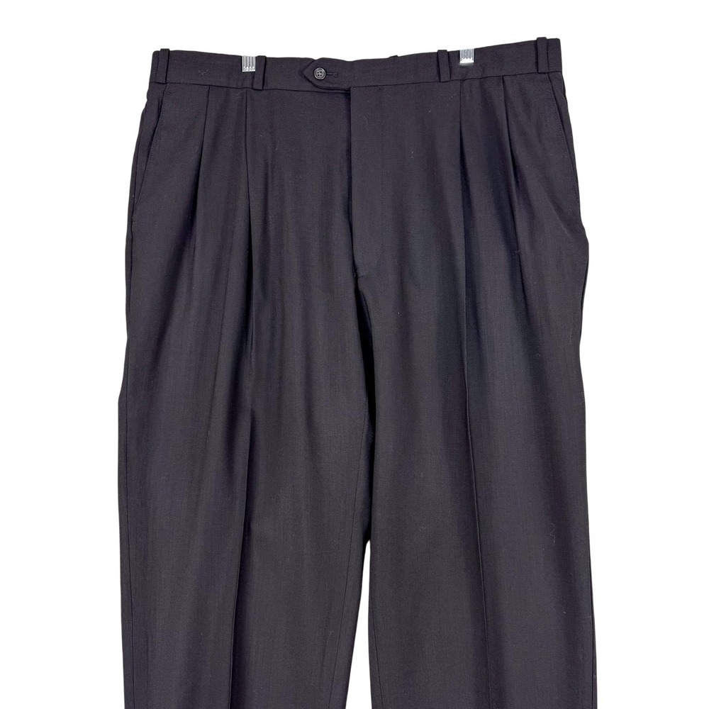Joseph & Feiss Dress Pants Mens 41x31 Black Wool Pleated Comfort Stretch Classic